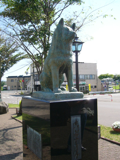 夏の大館駅前ハチ公像